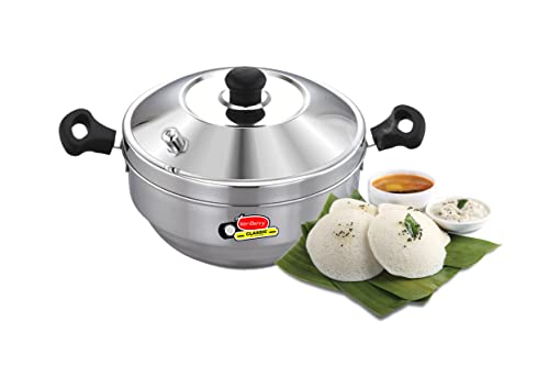 KenBerry Classic-15 Stainless Steel Induction & Standard Idli Maker | Dhokla Maker | Idli Cooker | Multi Kadhai | Idly | Induction Stove Compatible (3 Idli Plate + 1 Steamer Plate, 15 Idli)
