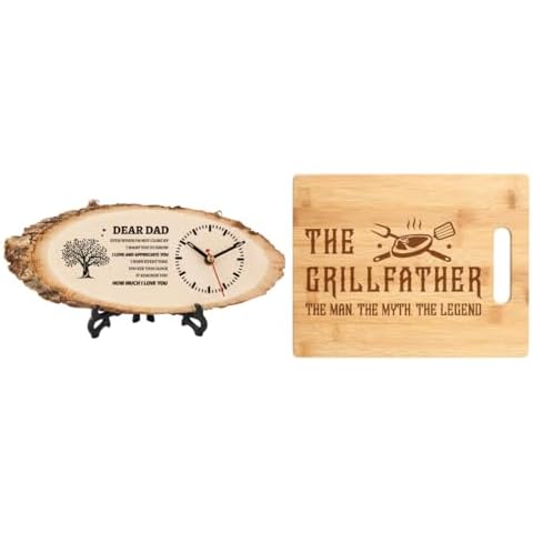 BeauGift Gifts for Dad Wooden Clock, Dad Birthday Gift from Daughter Son, Best Dad Ever Gifts Bamboo Cutting Boards 8.5 * 10.8 inch Cover