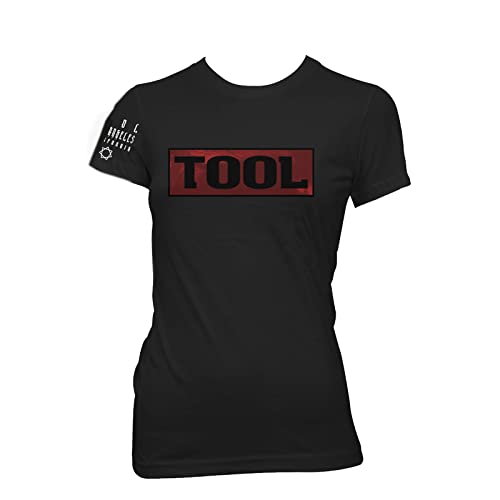Tool Womens Shaded Box Back Print Cotton T-Shirt Black XS