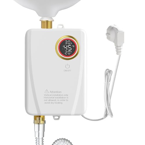 Scaldacqua istantanea 3500 W, mini scaldabagno 230 V con display
