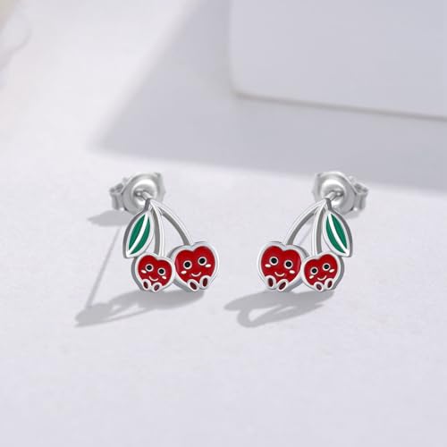 Cherry Earrings Sterling Silver Cherry Earrings for Women Fruit Cherry Jewelry Gifts for Women2
