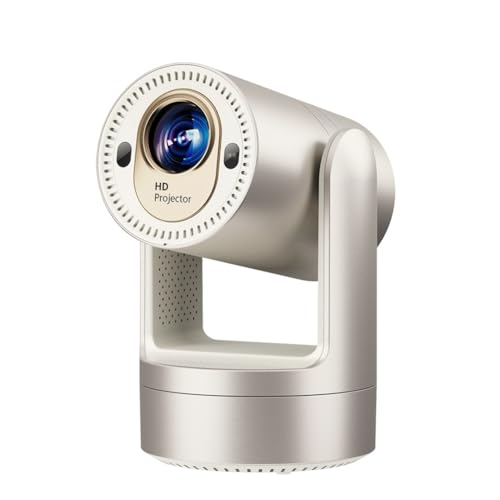 Fangxuee Proyector Full HD 1080P Compatible con 200ANSI, Android 9.0, Enfoque Automático y Eléctrico, Batería Integrada, Enchufe Plateado de la UE.