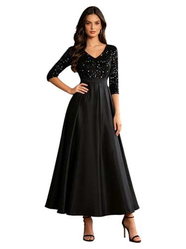 Robe satin mère de la mariée et invitée mariage pailletée