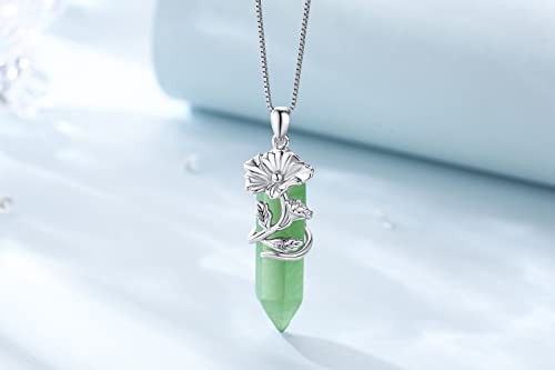 Graduation Gifts Birth Flower Necklace 925 Sterling Silver Birth Month Floral Pendant Necklace with Healing Crystal Flower Jewelry Gifts for Mother Girlfriend2