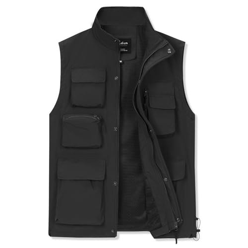 MANLUODANNI Men's Casual Vest Fishing Safari Travel Outdoor Work Photo Vests with Multi Pockets