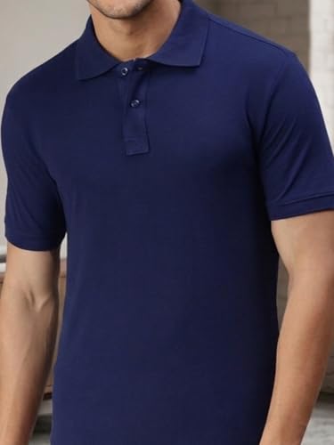 Image of Lux Cozi Men's Cotton Solid Polo Tshirt | Collar Tshirts | Half Sleeves | Stylish & Premium All Day Wear | Pack of 1