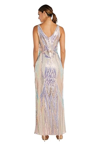 Image of Long Sleeveless Sequined Gown with Leg Slit
