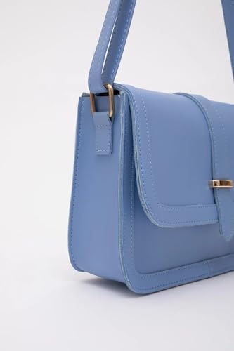 Dias avm Suni Deri İç Fermuar Cepli Çıtçıt Kapamalı Şık ve Ergonomik Kol ve Omuz Çantası Mavi Tek Ebat - Görsel 5