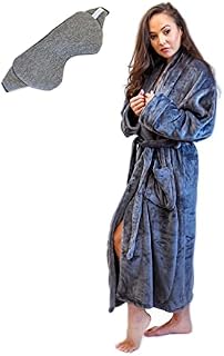 Nightbex® Original Ladies Dressing Gown - with Sleeping Eye Mask | Long Super Soft Hooded Fleece Bathrobe for Women - Luxurious & Plush Perfect Long Robe | Machine Washable