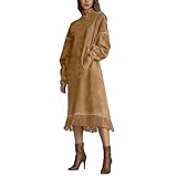 Design : robe à manches longues aspect daim avec col roulé