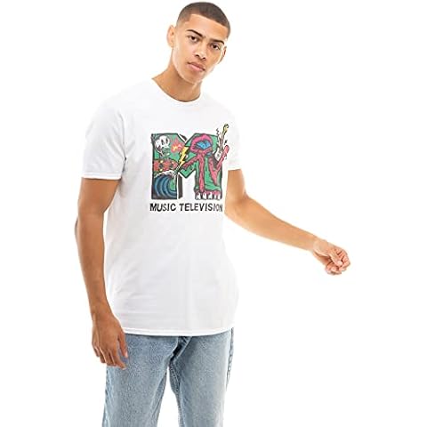 MTV Men's Knarly T Shirt, White, L UK Cover