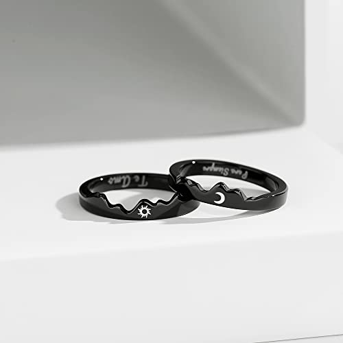 Image of Sun and Moon Personalized Promise Rings for Couples - Custom Friendship Rings for Him and Her - Handmade Wending Bands