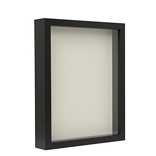 Frameworks 8” X 10” Black Wooden Shadow Box Frame – Soft Felt Back, Tempered Glass, And Included Elegant White Ball Push Pins #TOP14
