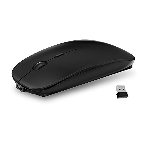 Ultra-Thin 2.4G Office Wireless Mouse Mute Charging Mouse Notebook Home Mouse with USB Receiver Compatible for Notebook, PC, Laptop, Computer, MacBook (Black)