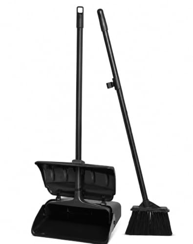 Image of SES JOBBY Dustpan with Broom Set, 180 Adjustable Angle, Rotating Broom, Easy Assembly, Cleaning Set for Heavy Duty Use in Homes, Hotels, Restaurants and Public Places.