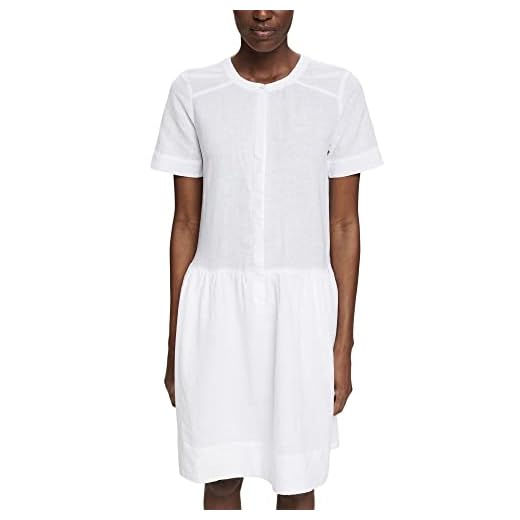 Leinenkleid Damen Sommer V-Ausschnitt Kurzarm Sommerkleid Damen Knielang Leinenkleider Baumwolle Leinen Blusenkleid Casual Drucken Freizeitkleid Strandkleider Boho Kleid A-Linie Kleid 8 ESPRIT Aus Leinen-Mix: Kleid mit Knopfleiste