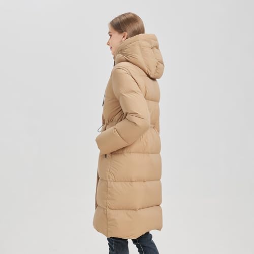 Women’s Thick Long Goose Down Coat Hooded Warm Winter Down Puffer Parka Jacket with Knee-Length Coverage3