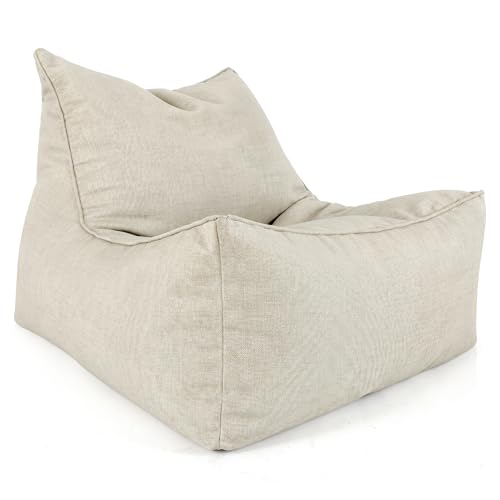 Aiire Puff Exterior Jardín Moderno - Sillón Puf con Relleno Incluido para Piscina, Terraza o Salón - Tejido Premium Resistente al Agua y Rayos UV - Bean Bag Chair de Lujo XXL Beige