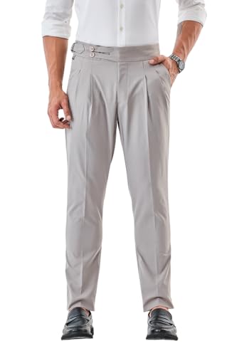 Image of SNITCH Men Chinos | Slim Fit Mid Rise Solid Pattern | Cotton Blend with Medium Stretch & Smooth Texture | Button & Zip Closure for Casual & Street Wear