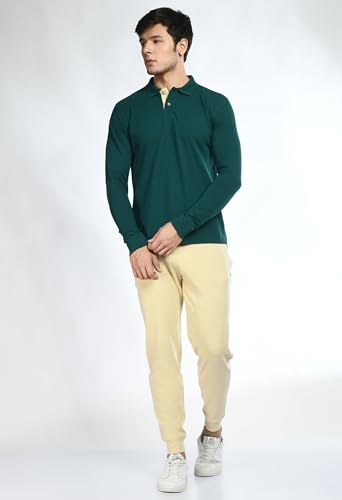 Image of USI Uni Style Image Men's Cotton Blend Cotton Blend Improved American Fit #Pik32 Full Sleeves Polo Shirt - Allure Blue