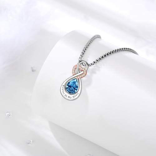 Infinity Urn Necklace for Ashes Sterling Silver Heart Moonstone Turquoise Birthstone Keepsake Memorial Cremation Jewelry for Women2