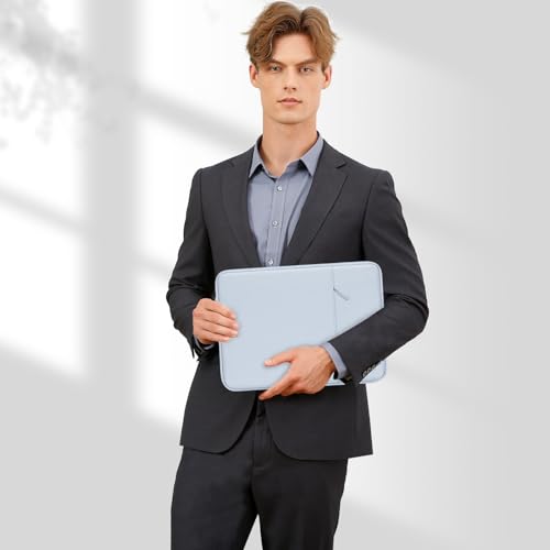 Image of MOSISO Laptop Case 14 inch, 14 inch Laptop Sleeve Compatible with HP Lenovo Dell ASUS Acer, HP Stream, Dell Latitude, Lenovo IdeaPad, Polyester Vertical Computer Sleeve Bag with Pocket, Baby Blue