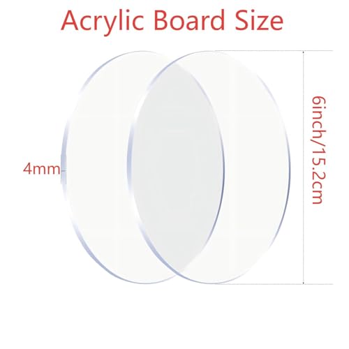 Image of 4mm Thick Clear Acrylic Cast Ronud Sheet, 6inch 4Pack-Laser Cut & Engravable Acrylic Blanks for DIY Craft, Cake Disc, Home Decor, Wedding Party Displays