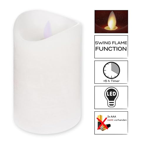 ToCi 4 x LED Candles White Diameter 7.5 x 15 cm, Real Wax Candles Flameless with Moving Flame & Timer - Image 3