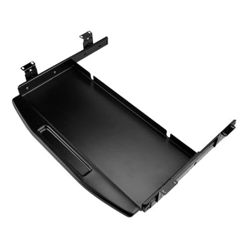 KiBcsLic デスク下キートレイ引き出し式 金属製、取り付け簡単、人間工学に基づいたキーホルダー、家庭用タイピング用スライド式コンピューター引き出し, 黒