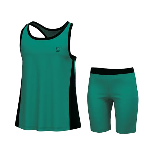 Essenclo Girls Tank Tops and Shorts Summer Outfits, Athletic Activewear Loose Fit Cute Girls' Fashion Clothing Sets Size 3-16 - E1103 - Teal Green - 7-8