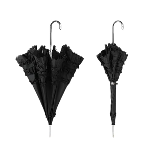 Parapluie gothique en dentelle noir coupe-vent pour mariage et soleil