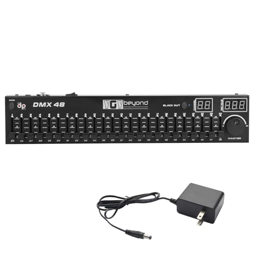 ygybeyond DMX-48 Channel Mini DMX512 Controller Compact Stage Lighting Console with Blackout & Master Dimmer for DJ Party Wedding Club Bar Show (DMX Lighting Controller)