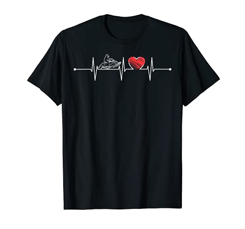 Regalo de latido de corazón de motos de nieve EKG Amante de las motos de nieve divertido Camiseta