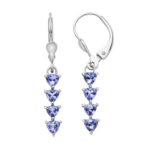 Blue Tanzanite Earrings in 925 Sterling Silver - Cute Teardrop Dangle Earrings for Women - Birthstone Jewelry Anniversary Birthday Gifts for Women