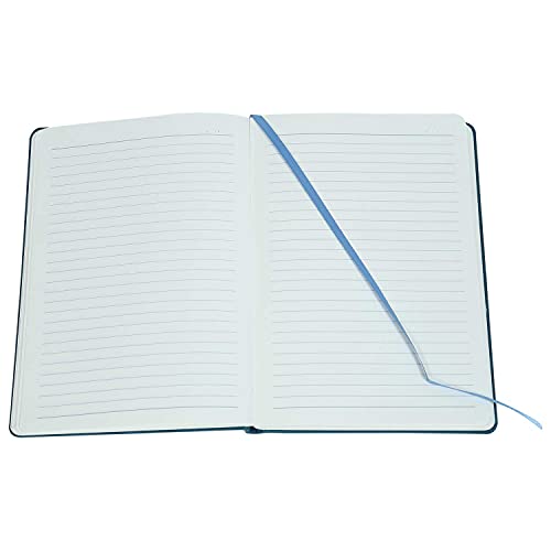 Image of COMMA Regina - A5 Size - Hard Bound Notebook with a Horizontal Elastic Band Closure - 192 Pages - 80gsm Natural Shade Paper - Fabric Cover Material - (Peacock Blue)