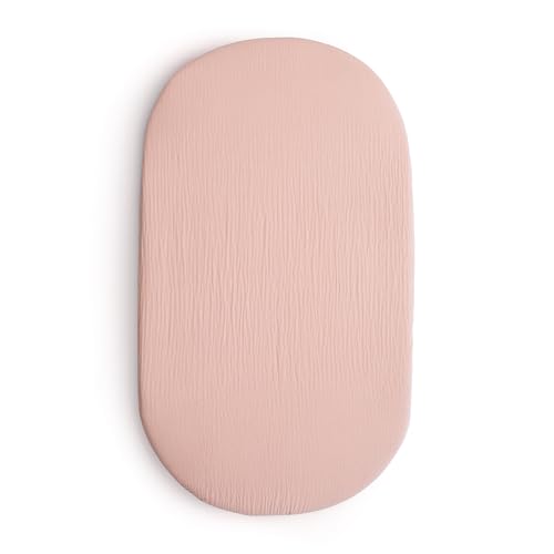 Image of mushie Extra Soft Bassinet Muslin Crib Sheet | 30" x 16" (Blush)