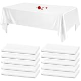 MTREO 10 Packs White Table Cloth Rectangle Rectangle Tablecloth Satin Tablecloths White Tablecloths