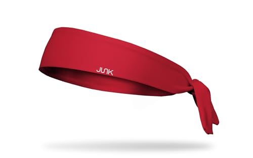 JUNK Brands Flex Tie Headband - Moisture-Wicking Performance Fabric Non-Slip Sports Sweatband for Men & Women - One Size - True Red