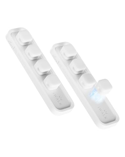 iWALK Magnetic Cable Holder, Reusable Adhesive Desktop Cord Organizer for 2-6mm Cables,4 Clips for Lightning & USB C/Micro Cables,Sticks to Wood,Glass,Metal, Marble, 2-Pack,White