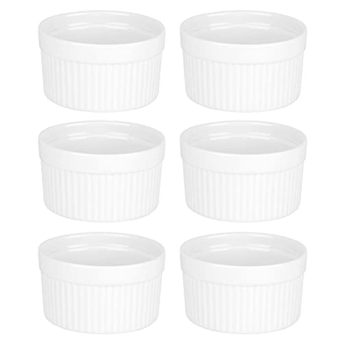 32nd Ceramic Porcelain Ramekin Set, 6 Piece Ovenproof Baking Dish 9cm Diameter - White - Image 5