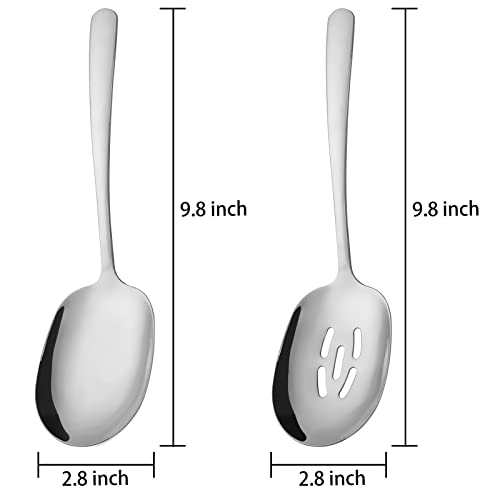 304 Stainless Steel Flatware Serving Utensils - Includes 2 Spoons and 2 Slotted Spoons, Dishwasher Safe - Image 3