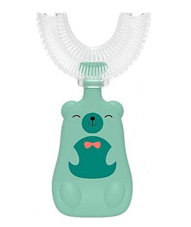 Image of 360 U-Shaped Manual Toothbrush With Food Grade Silicone Head|Soft Bristles For Babies & Kids' Sensitive Gums & Teeth|Easy Grip|Dental Care|Oral Hygiene- Pack Of 1,Assorted