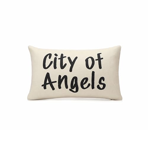 TwoDays Stockholm City of Angels Pillow Cover - Modern Style Chic Room Decor, Trendy Word Print Throw Pillow for Apartment & Dorm, Luxury Fashion Aesthetic Case for Home Bedroom