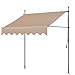 LIFERUN Klemmmarkise ohne Bohren 200cm mit Handkurbel Balkon Balkonmarkise Markise Sonnenschutz Wasserdicht UV-beständig Höhenverstellbar Wasserabweisend Terrassenüberdachung Metall & Polyester Khaki