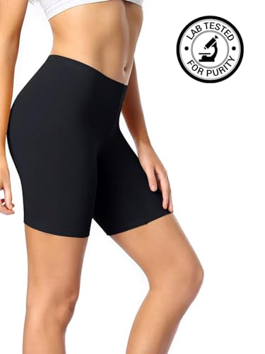 Image of Amazon Brand - Nora Nico Women's Super Combed Cotton High Coverage Elastane Stretch Mid Waist Shorties with Concealed Waistband Shorts (Gym & Yoga)