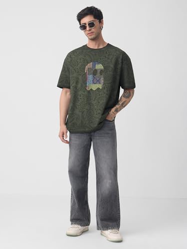 Image of The Souled Store Mr. Soul Men and Boys Short Sleeve Round Neck Purple Graphic Printed Cotton Oversized T-Shirts