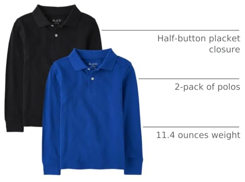 Image of The Children's Place Boys Uniform Long Sleeve Pique Polo