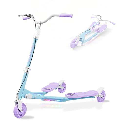 PHOEROS Trottinette à 3 roues améliorée pour enfants âgés de 6 à 12 ans, adolescents et adultes, trottinette avec lumière DEL/3 hauteurs...