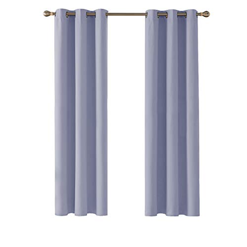 Deconovo Super Soft Blackout Curtains Thermal Insulated Curtains Eyelet Curtains for Kids Bedroom Light Purple W42 x L63 Inch One Pair