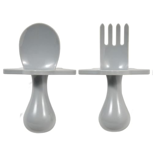 Image of Nooli Baby Utensils Baby Feeding Baby Forks Baby Spoon Baby Feeding Supplies, BPA Phthalates-Free, Dishwasher and Sterilizer Safe, Gray